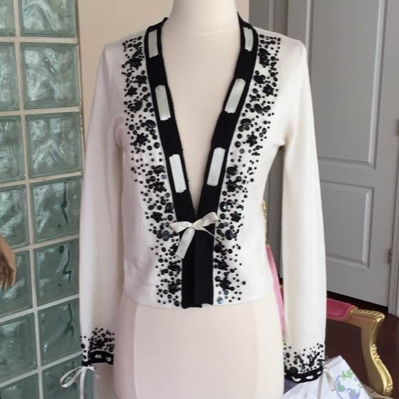 Kuokai Sweaters - International Brand | Shanghai | Cardigan Beaded Sweater Open Front